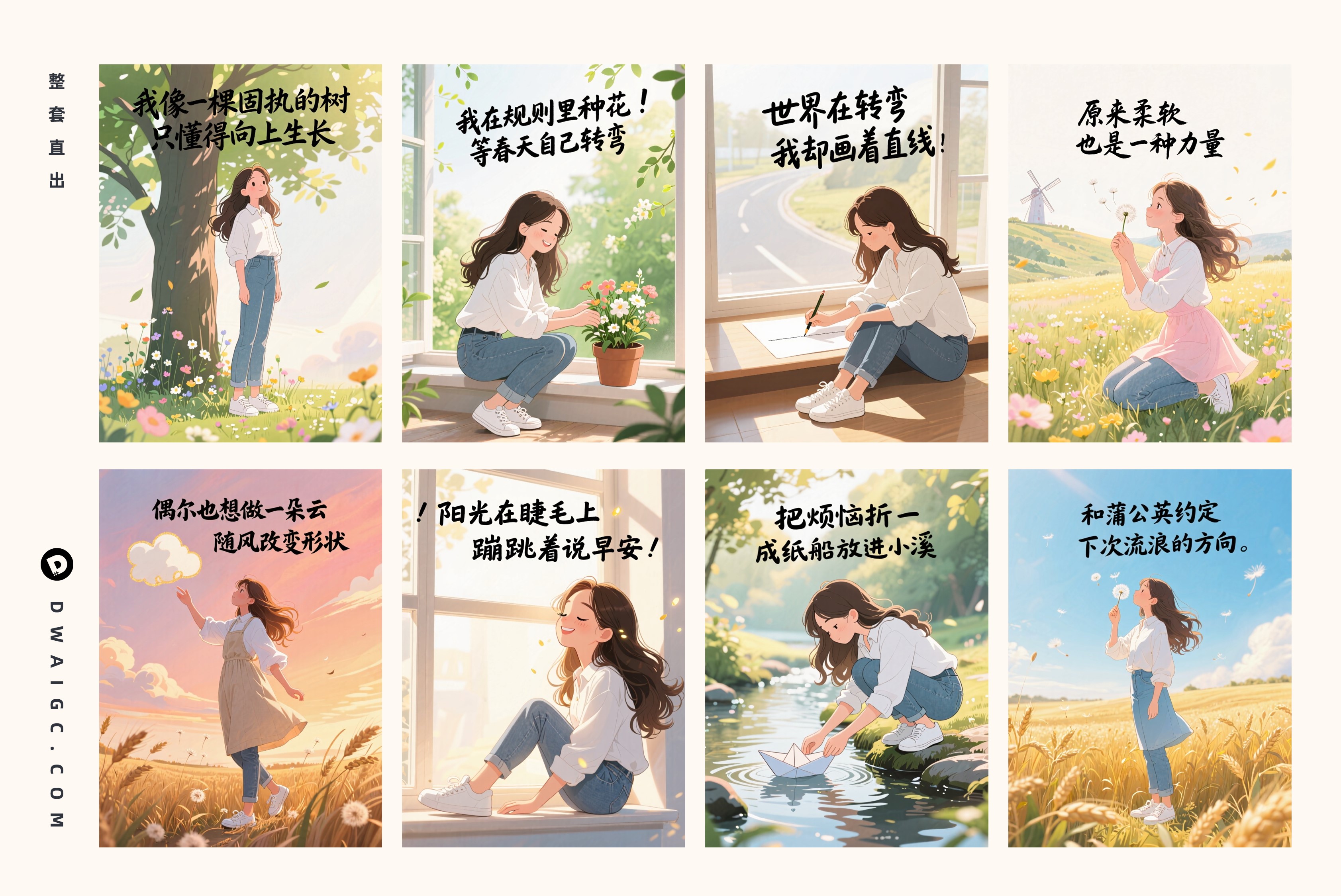 一键批量治愈系女孩情感图文coze图文工作流