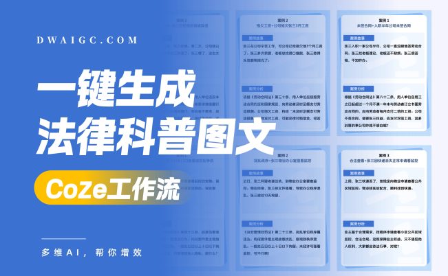 一键张三法律科普图文coze图文工作流